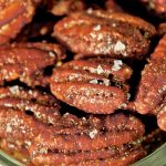 Maple Sea Salt Pecans are perfect for dessert topping, salad topping, or just plain popping in your mouth any old time! Watch out, they disappear fast!