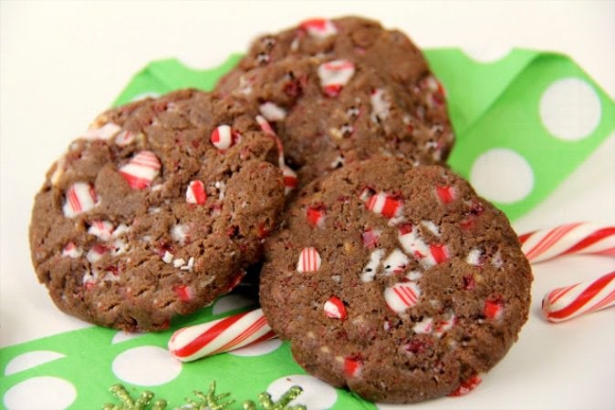 Peppermint Bark Chocolate Crackle Cookies - delightful, deep chocolateity flavored Christmas cookies. They're perfect for that holiday Christmas cookie exchange!