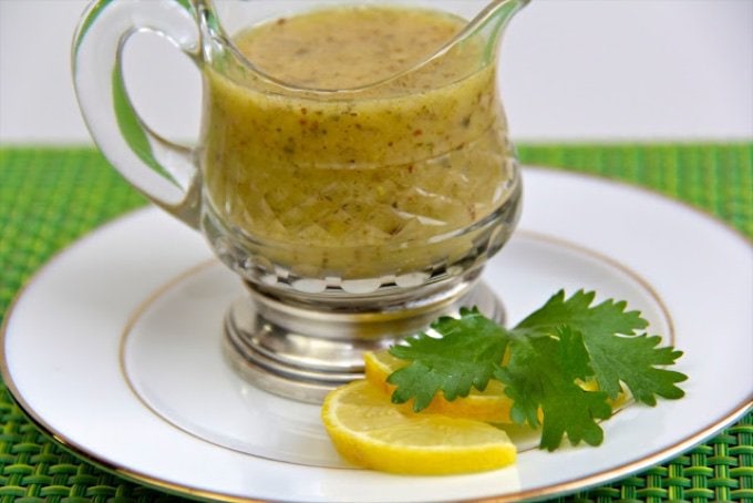 Meyer Lemon Vinaigrette - a wonderful with both green savory salads or on lettuce salads with apples, pears, grapes, craisins, etc.