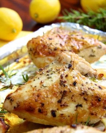Who needs rotisserie chicken? These Roasted Chicken Breasts with Lemon and Rosemary are so easy - I use them for salads, sandwiches, soups, pizza.....