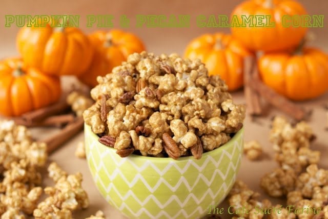 Pumpkin Pie Caramel Corn - Super easy, crazy good caramel corn with the flavor of your favorite Thanksgiving pie! It's made in the microwave and comes together so fast, it's dangerous!