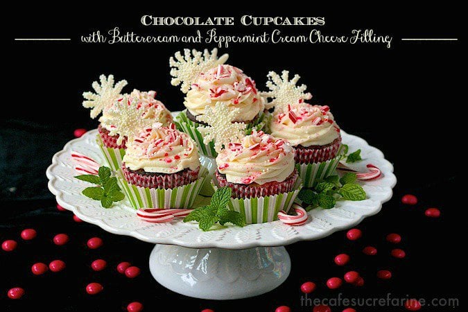 Chocolate Cupcakes with Buttercream and Peppermint Cream Cheese Filling - these are to-die-for! 