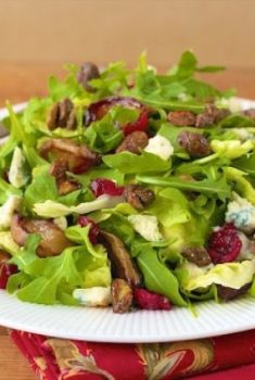 Roasted Pear Salad with Champagne Honey Vinaigrette Dressing - a delicious, combination of flavors with the delightful flavor of roasted pears.