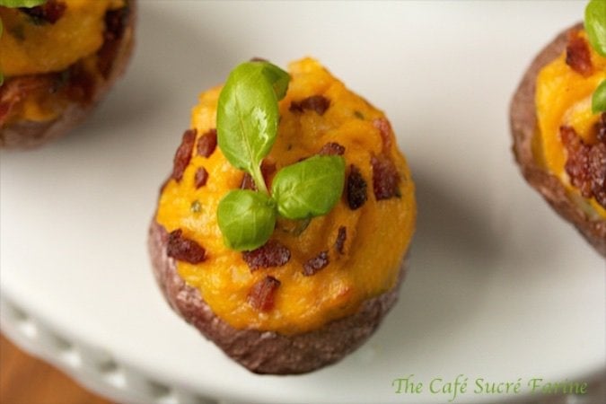 Stuffed Mini Spuds with Butternut Squash and Bacon are just the ticket for your next get-together. With basil and parmesan cheese they're unbeatable!