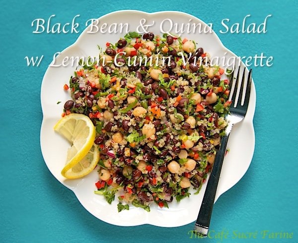 Thinking healthy these days? This Black Bean and Quinoa Salad with Lemon-Cumin Vinaigrette needs to at the top of your list. Loads of flavor + much more!