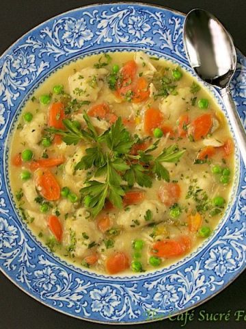 Chicken and Dumpling Soup - could you think of anything more heartwarming and comfort "foodish"? Soft, fluffy dumplings floating in a sea of deliciousness!