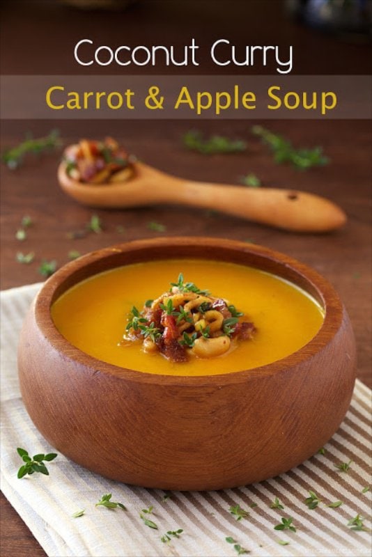 Coconut Curry Carrot and Apple Soup - a delicious soup with lots of fresh produce and tons of vibrant Thai-inspired flavor.