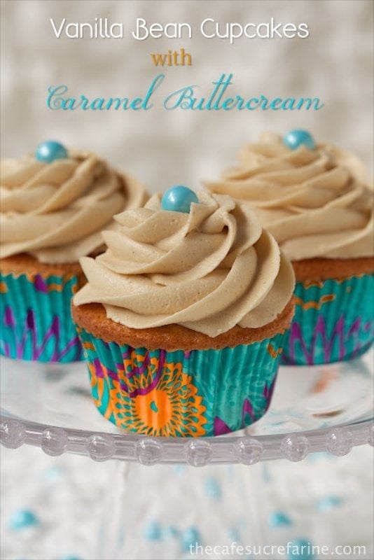 VanillaBean Cupcakes with Caramel Icing -  our favorite cupcakes, EVER! Tender yellow crumb, moist and super easy! The icing is to-die-for!