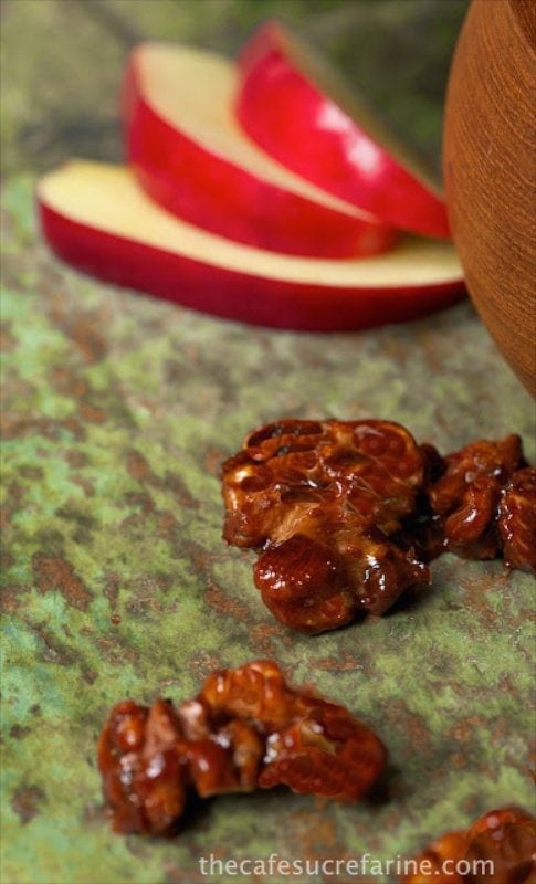 Apple Pie Candied Walnuts - A true taste of fall; fantastic as a stand-alone snack, but super versatile as a salad topping, with yogurt or as an ice cream topping!