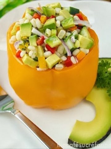 Stuffed Bell Peppers with California Avocados and Barley - a wonderful, heart-healthy way to enjoy some of your favorite ingredients; all in one delicious dish!