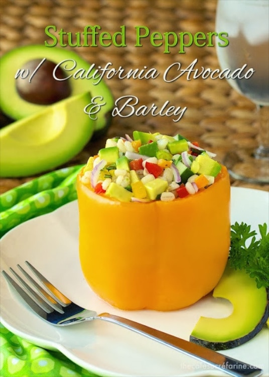 Stuffed Bell Peppers with California Avocados and Barley -  a wonderful, heart-healthy way to enjoy some of your favorite ingredients; all in one delicious dish!