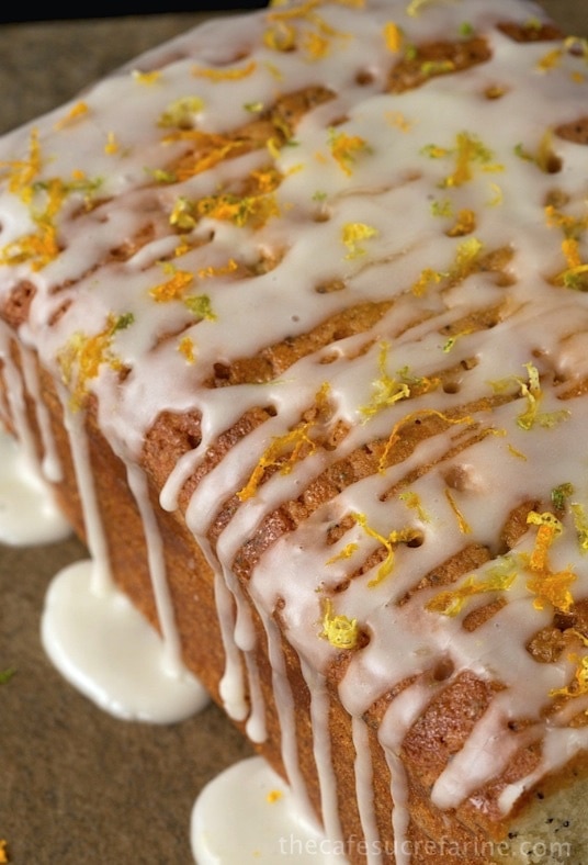 Poppyseed Citrus Tea Cake with double-glazed icing - perfect for snacks, brunch, dessert or just when you hear the call for something citrusy and sweet!