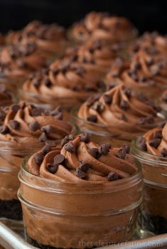 Irish Chocolate Cheesecakes - in a jar! So rich, so decadent, so delightful ... and ... so portable! Take them anywhere and enjoy!