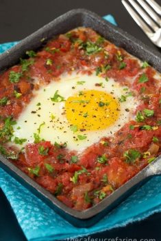 Italian Style Baked Eggs with Herb Gremolata - an Italian-inspired breakfast/brunch dish. It's delicious, hearty and beautiful to behold!