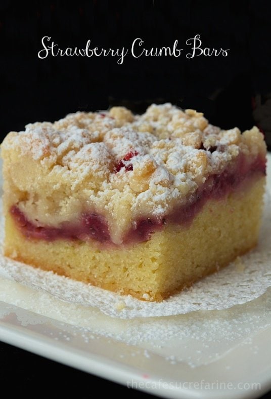 Strawberry Crumb Bars - a sweet, fresh taste of spring! it's the perfect dessert, brunch or breakfast treat.