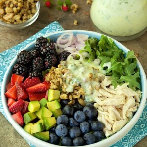 Chicken & Fresh Berry Salad w/ Buttermilk-Herb Dressing - a delightful, summery salad!