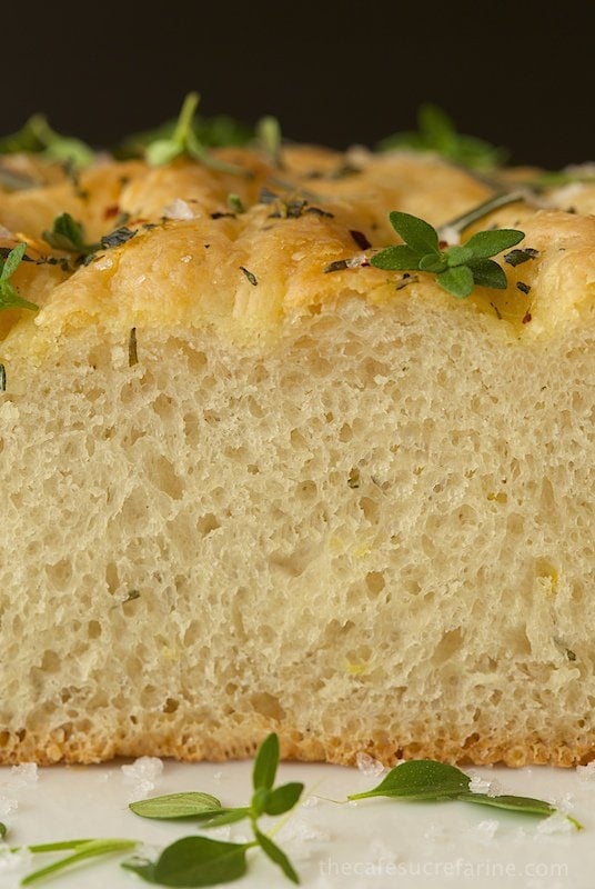Lemon, Rosemary & Thyme Focaccia, an Italian inspired flat bread with a tender crumb and out-of-this-world-flavor!