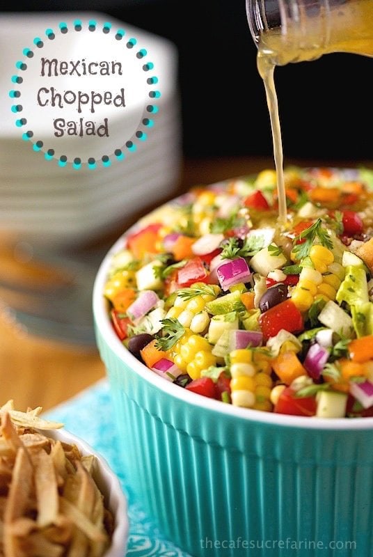 Mexican Chopped Salad. The freshest, healthiest, most delicious salad with lots of Southwestern flair! thecafesucrefarine.com