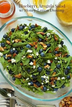 Blueberry Arugula Salad with Honey Lemon Dressing - everyone goes crazy over this simple, fresh salad.