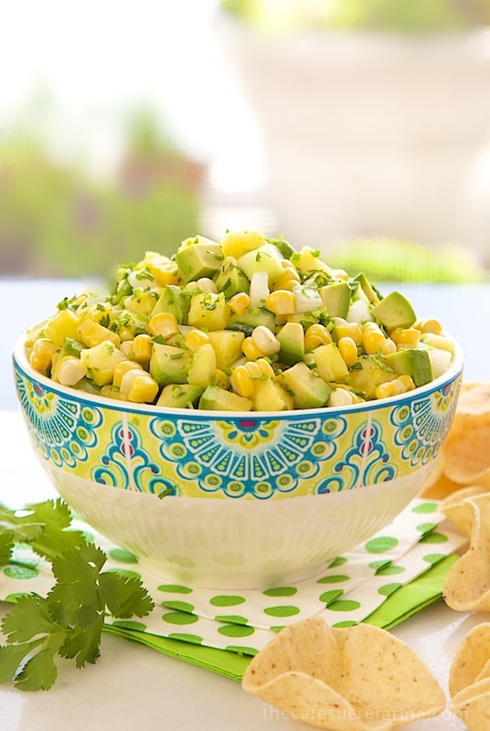 Pineapple, Avocado & Fresh Corn Salsa - Fresh, vibrant and versatile. Perfect for chips or w/ quesadillas, tacos, burritos, grilled entrees, etc.