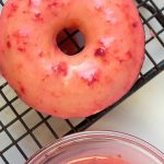 Baked Buttermilk Donuts with Fresh Starwvberry Glaze. Crazy good and super simple.