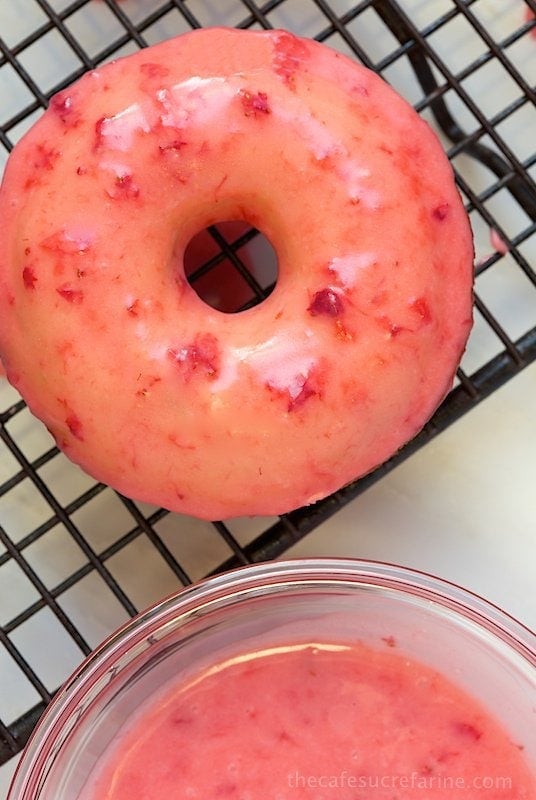 Baked Buttermilk Donuts with Fresh Strawberry Glaze. Crazy good and super simple.