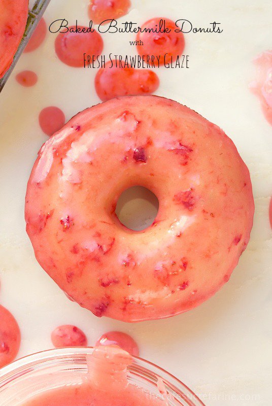 Baked Buttermilk Donuts with Fresh Strawberry Glaze. Crazy good and super simple.
