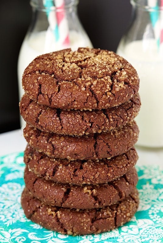 Chocolate Sugar Cookies. Crisp on the outside, chewy on the inside with lots of delicious chocolate flavor.