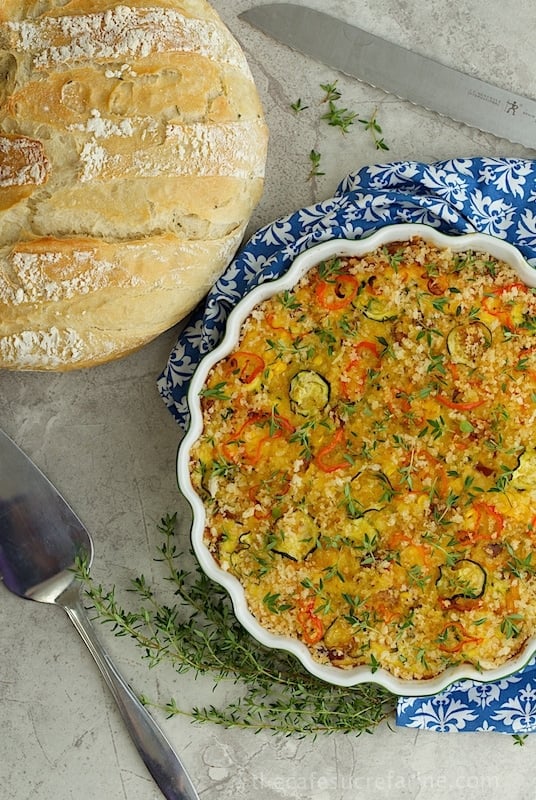 Fresh Corn, Bell Pepper and Zucchini Crustless Quiche. Healthy, high-protein and VERY delicious!