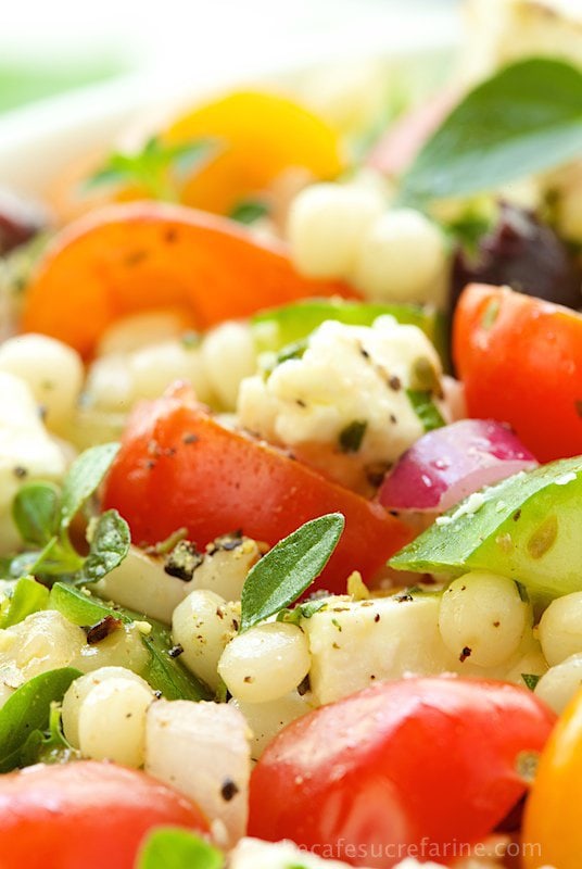 Mediterranean Chopped Salad. All the fabulous flavors from the Mediterranean region where olive and lemon trees cover the hillsides and crystal clear turquoise waters lap sun-bleached beaches.
