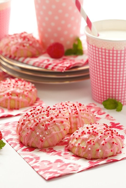 Raspberry Melt-Aways. Melt in your mouth butter cookies with a fabulous, fresh raspberry icing!
