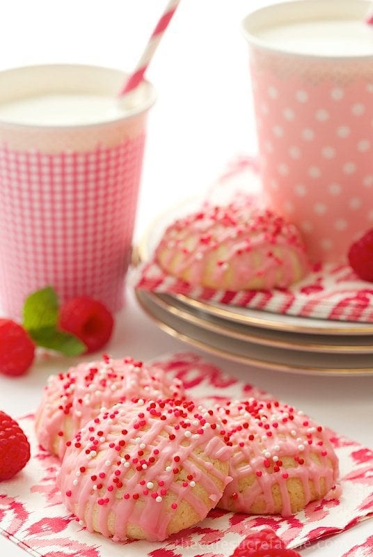 Raspberry Melt-Aways. Melt in your mouth butter cookies with a fabulous, fresh raspberry icing!