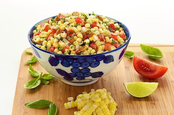 Warm Corn and Tomato Relish - Fabulous as a side, in salads, wraps, pitas, as a dip and on crostini. A zillion ways to use this delicious corn relish.