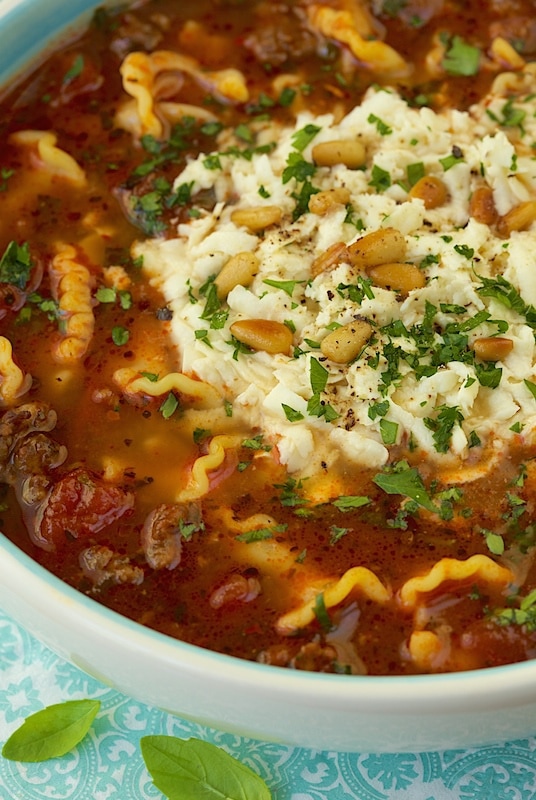 Lasagna Soup - all the flavor of traditional lasagna with half of the work!. My husband said it's the best soup he's ever had! 