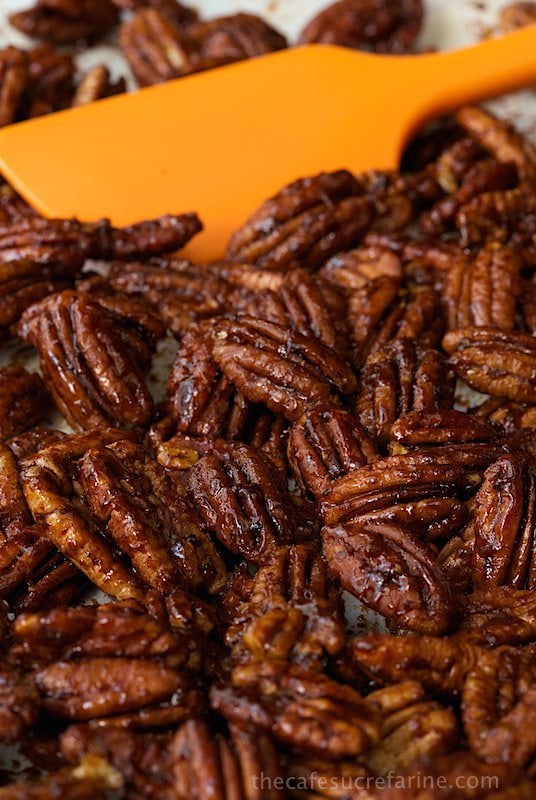 Sweet and Spicy Pecans - the most deliciously addicting snack, salad topper, cocktail nibble ever! You will find yourself going back for more! 