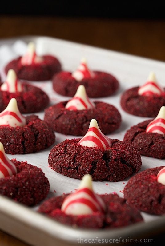 Red Velvet Kiss Cookies - the most delicious, fun, festive and ROMANTIC cookies you'll ever have the pleasure of meeting!