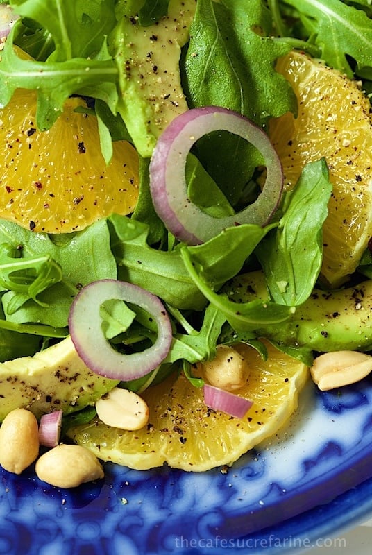 Orange and Avocado Salad with Peanut-Hoisin Dressing - fresh and delicious with sweet oranges, creamy avocado, crunchy peanuts and the most delicious sweet-salty-spicy dressing. You'll want to pour it over everything! 