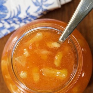Pineapple Sriracha Freezer Jam - it's sweet and spicy and SUPER delicious! But guess what else it is - super easy, no canning knowledge needed!