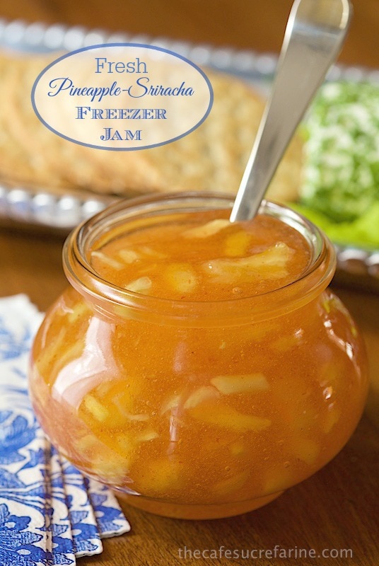 Pineapple Sriracha Freezer Jam - it's sweet and spicy and SUPER delicious!  But guess what else it is - super easy, no canning knowledge needed! 