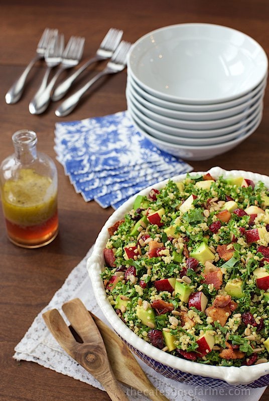 Quinoa and Kale Salad with Avocado, Apples and Bacon - we can't get enough of this healthy, super delicious salad. And I love that it's just as good the next day too! 