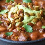 Beef and Bacon Chili - with tender beef, bacon and super tender pinto beans this delicious chili is perfect for guests, make ahead easy week night dinners and lunches for school or work.