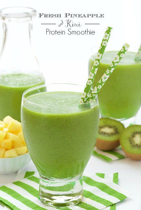 Fresh Pineapple and Kiwi Protein Smoothie - So delicious, a wonderful way to start the day - a secret ingredient provides lots of energy and keeps you satisfied for hours.