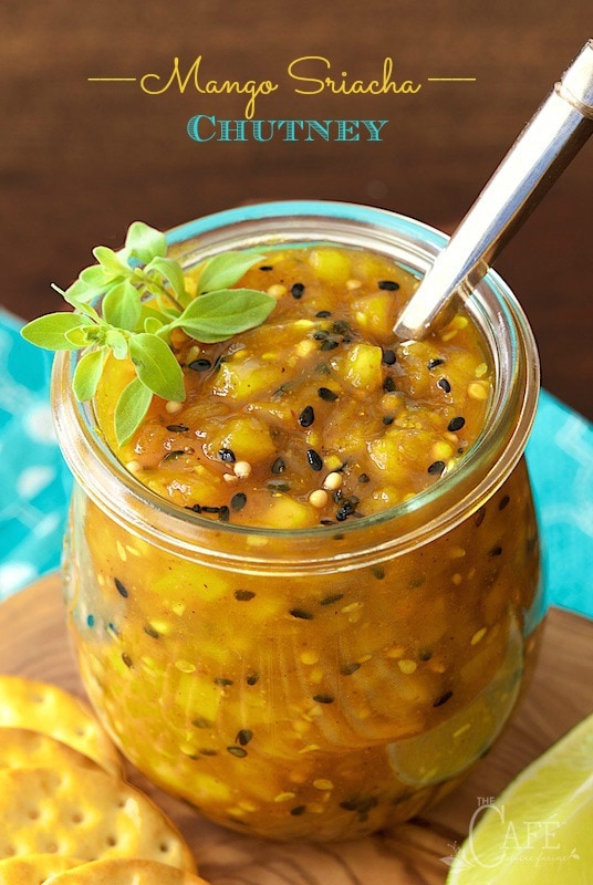 Mango Sriracha Chutney - this stuff is crazy good and so... versatile. It's fabulous for appetizers, as a sandwich spread, a base for pizza, a glaze for grilled chicken - you name it! www.thecafesucrefarine.com