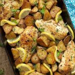 Roasted Chicken and Potatoes with Garlic, Lemon and Herbs - a winner everytime! Moist tender chicken with golden crisp potatoes and lots of fresh herbs.
