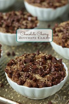 Chocolate Cherry Zucchini Cakes - got zucchini? These little cakes are so moist and delicious, you'd never know they're fairly low in fat and loaded with veggies!