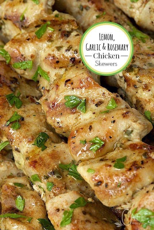 Lemon, Garlic and Rosemary Chicken Skewers - Kids, adults, teenagers... everyone loves these moist, super delicious grilled chicken skewers. They're great for entertaining, as all of the prep can be done ahead! www.thecafesucrefarine.com
