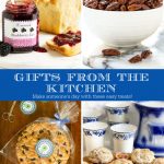 Vertical 4-photo collage of Summer Gifts from the Kitchen photos with a graphics title running through the center of the collage.