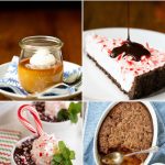 Vertical 4-photo collage of Easy and Elegant Christmas Desserts with a word graphic across the top of the photos.
