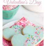 Vertical photo of a batch of Valentine Shortbread cookies.