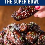 Vertical closeup photo of Strawberry Balsamic Baked Wings.